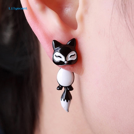 Lilyscent 1Pc Wanita Chic Lucu 3D Fox Ear Stud Hadiah Pesta Indah Kartun Hewan Anting