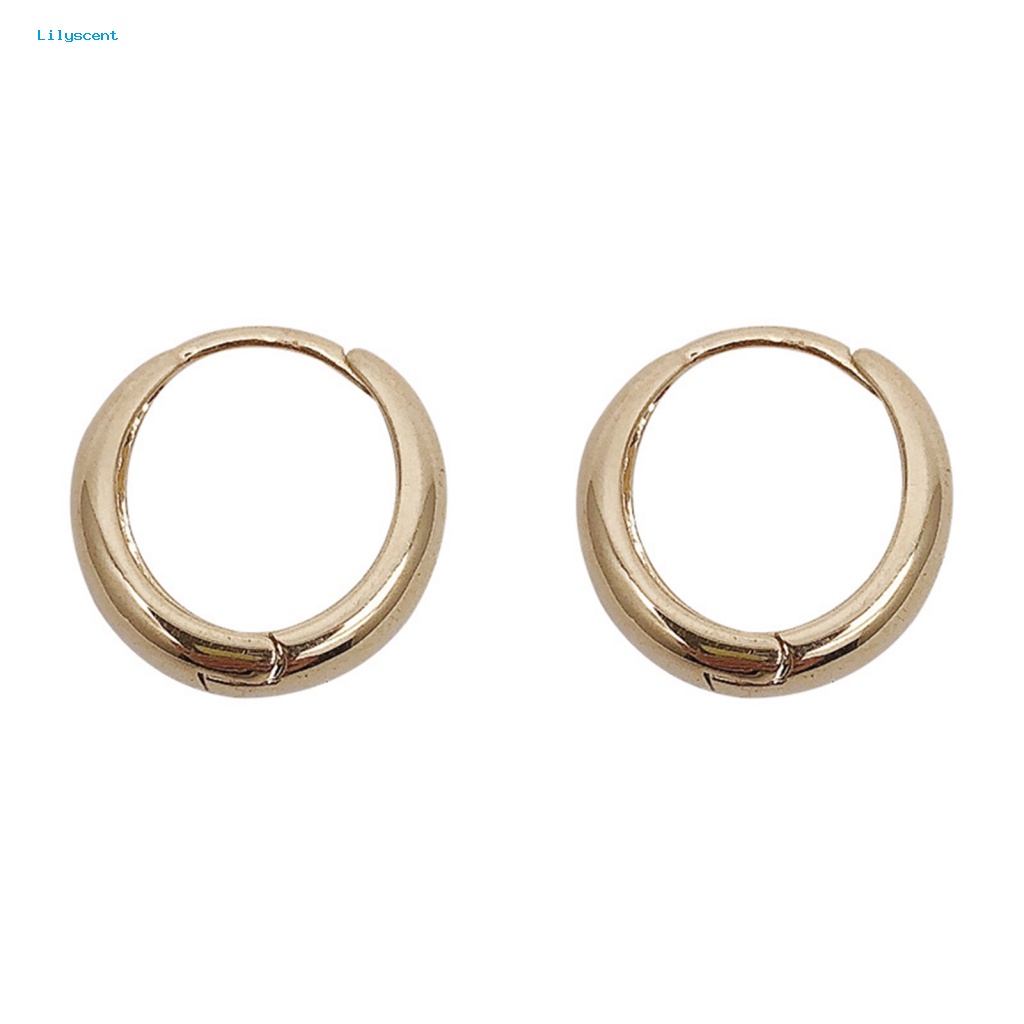 Lilyscent 1pasang Ornamen Jepit Telinga Aksesoris Pakaian Lingkaran Wanita Hoop Earrings Geometric