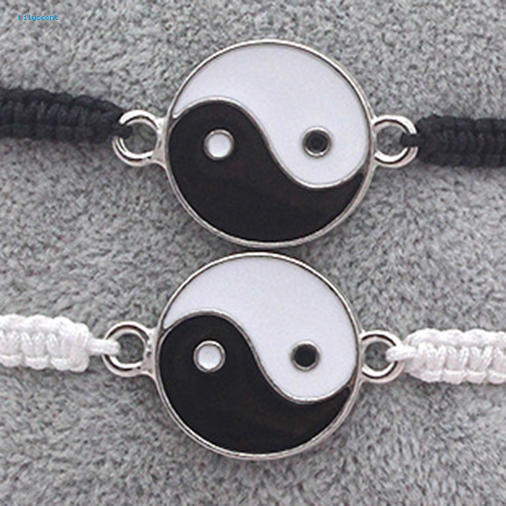 Lilyscent Unisex Pasangan Gelang Fashion Perhiasan Tai Chi Yin Yang Dekorasi Pasangan Tali String Adjustable