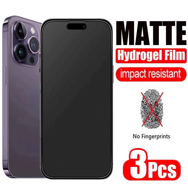 3pcs Film Hidrogel Matte Untuk Iphone14 13 12 11 Pro MAX Plus Mini Pelindung Layar Untuk iPhone X XS MAX XR 6 6S 7 8 Plus SE 2022 2020 14Plus 13Mini 12Mini Bukan Kaca