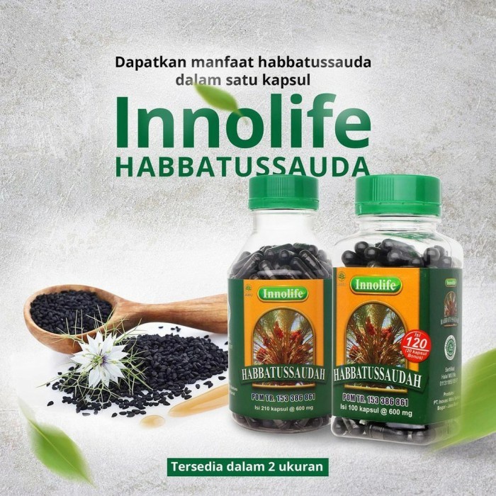 INNOLIFE - Habbatussauda Serbuk Jinten Hitam Habatussauda Isi 210 Kapsul