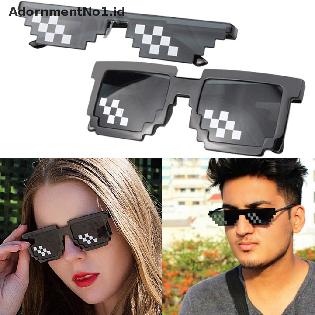 [AdornmentNo1] Kacamata Hitam Mosaik Mainan Lucu Mosaic Strips Sunglasses Trick Toy Glasses Pixel Wanita Pria [ID]