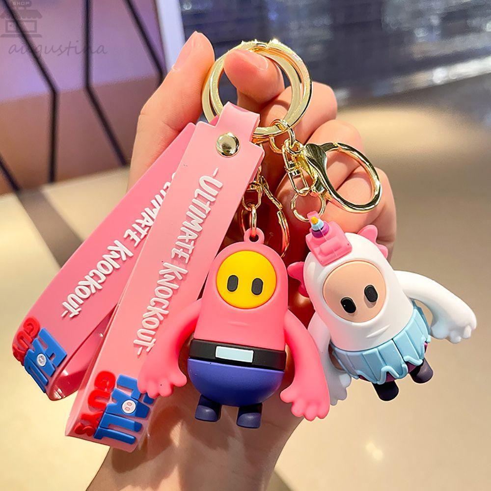 Agustinina Kartun Gantungan Kunci Lucu Perempuan Hadiah Mainan Jatuh Cowok Silikon Ransel Liontin Kunci Gesper Key Lanyard