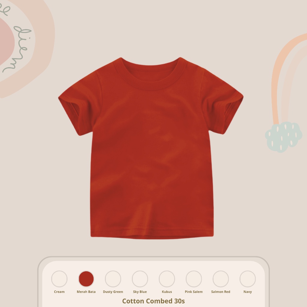 Kaos polos anak| pakaian anak laki laki dan perempuan basic tee size 1-12 tahun| Baju anak-anak basic bahan cotton combed 30s