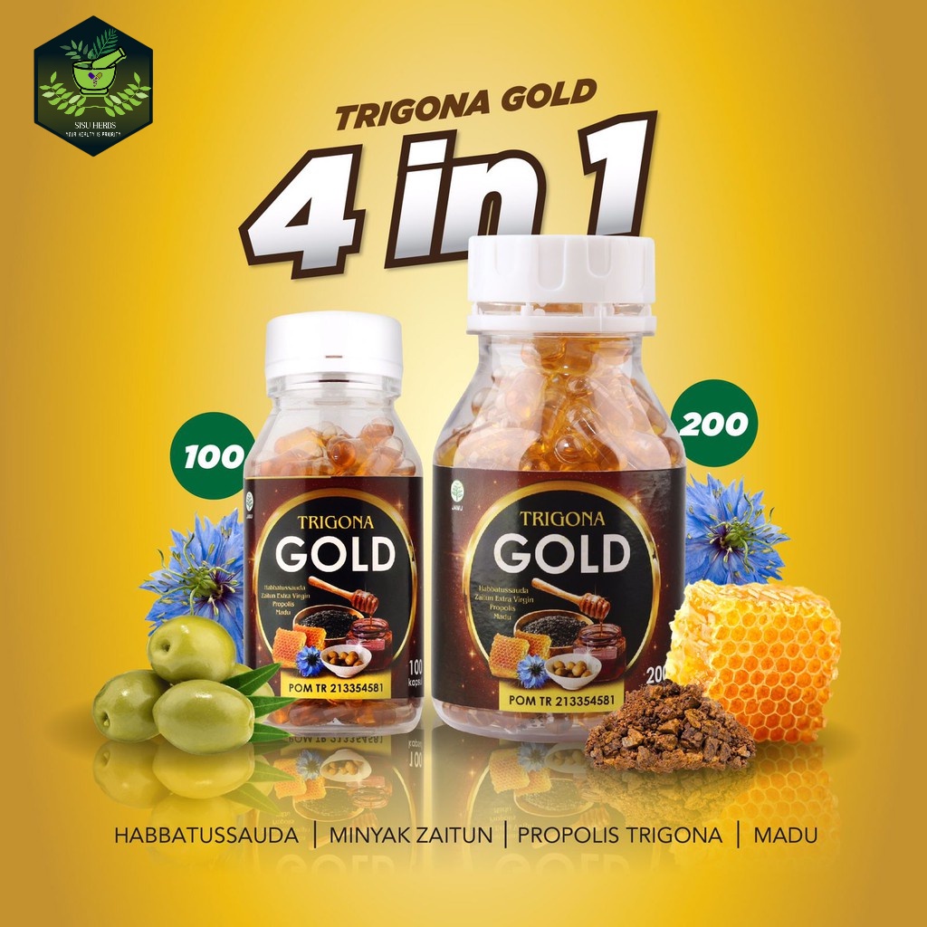 TRIGONA GOLD - Habbatussauda Extra Propolis Plus Zaitun Madu Isi 200 Kapsul