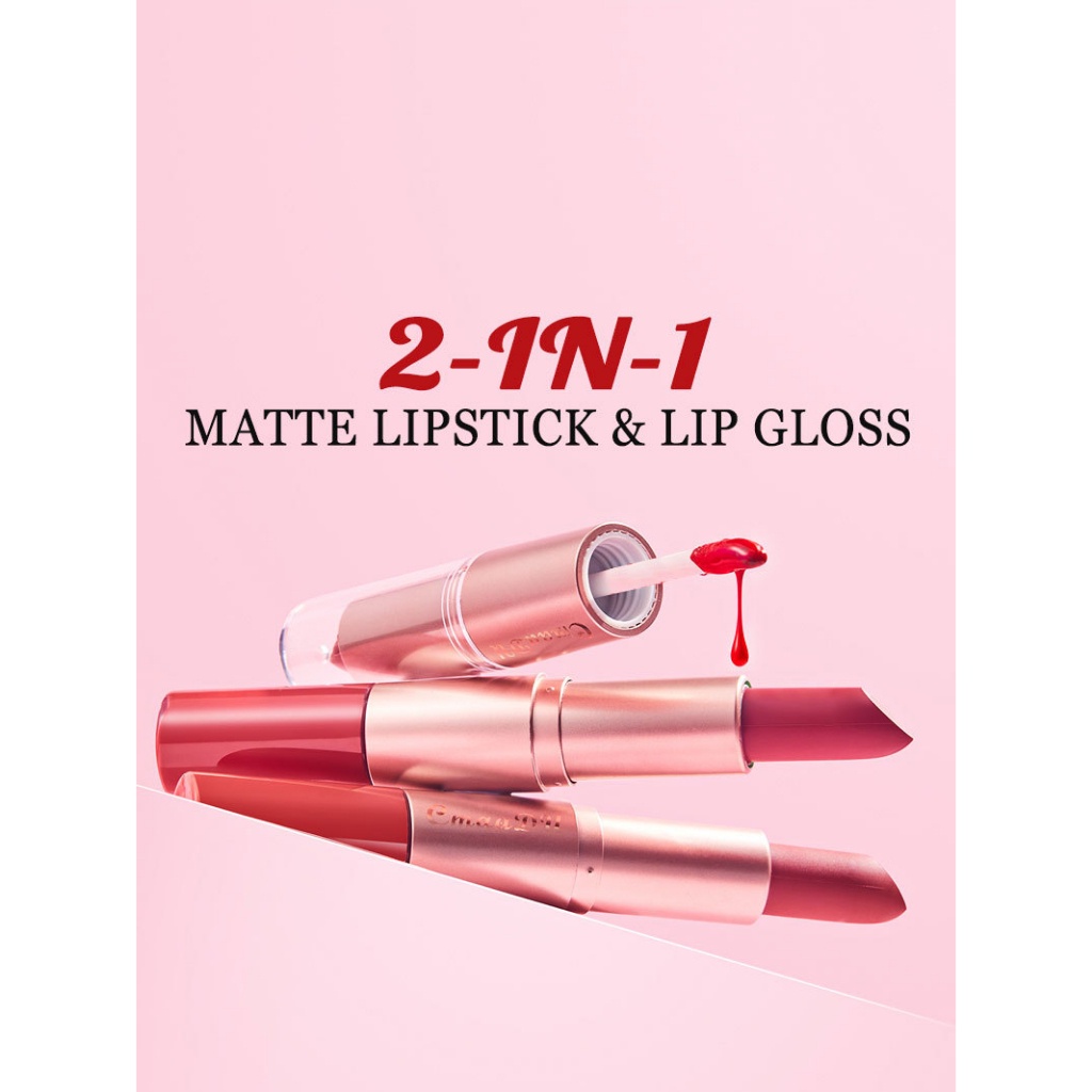 cod☜☞ready Lipstik+ Lipgloss 2in1 Melting Matte Lip Tint - Lipgloss Liptint Lipcream warna 12 lagilaku