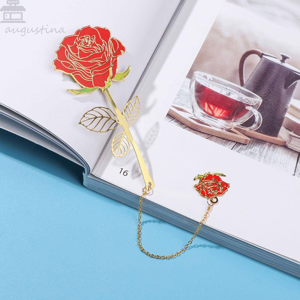 Bookmark Daun Agustina Hadiah Kreatif Klip Halaman Bunga Lotus Bunga Mawar Aprikot Daun Gaya Cina Berongga Bookmark