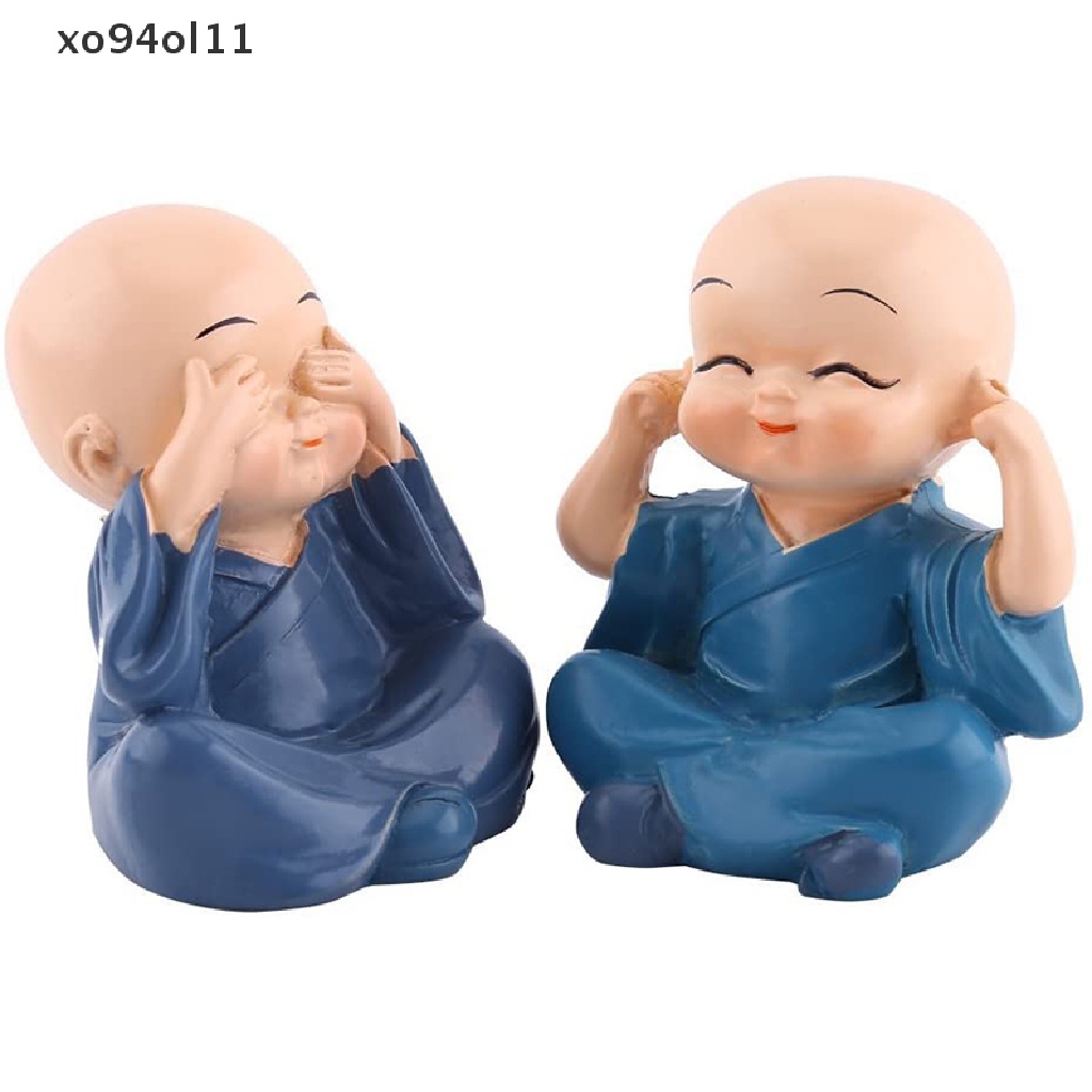 Xo 4Pcs/Set resin Little Monk Untuk Dekorasi Desktop Taman Patung Mobil art OL