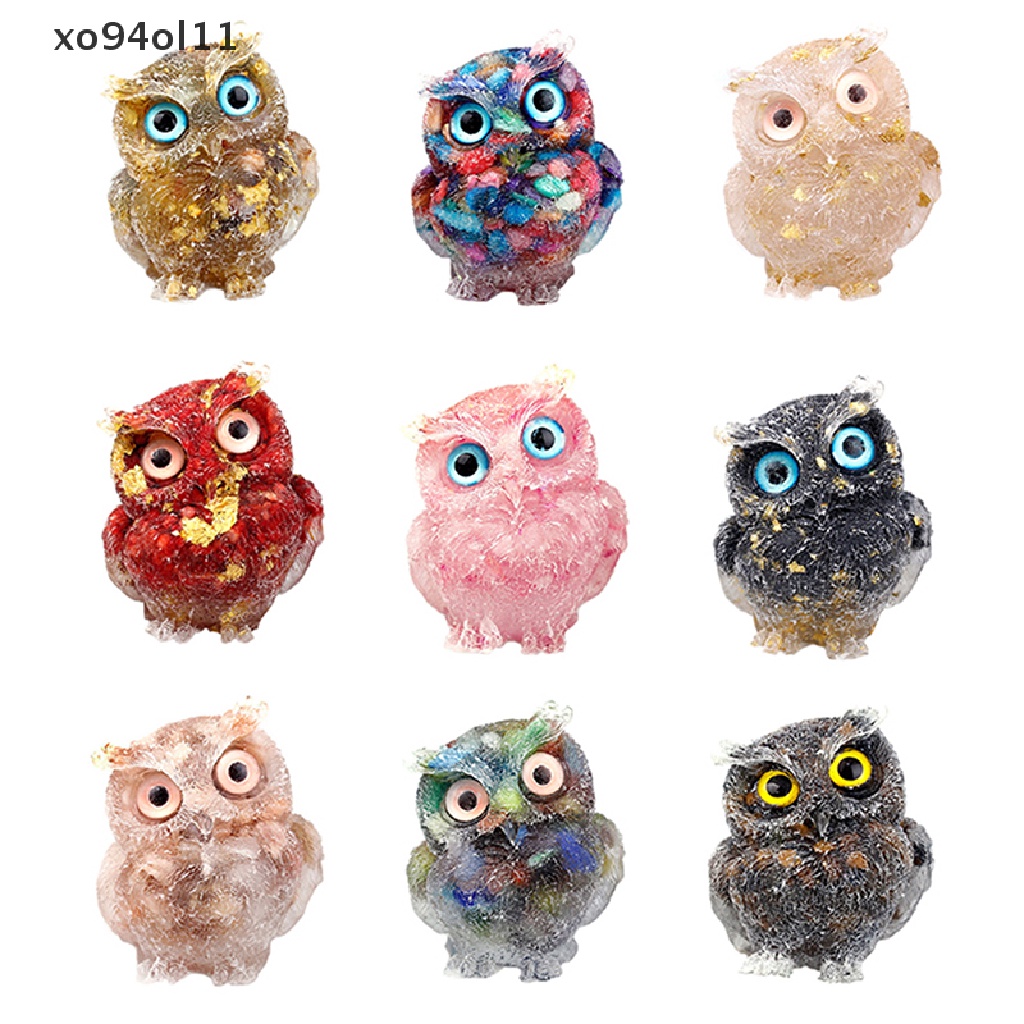 Xo 1Pcs Batu Kristal Alami Kerikil Burung Hantu Hewan Kerajinan Tangan Buatan Patung Kecil DIY Resin Dekorasi Meja Dekorasi Rumah Hadiah OL