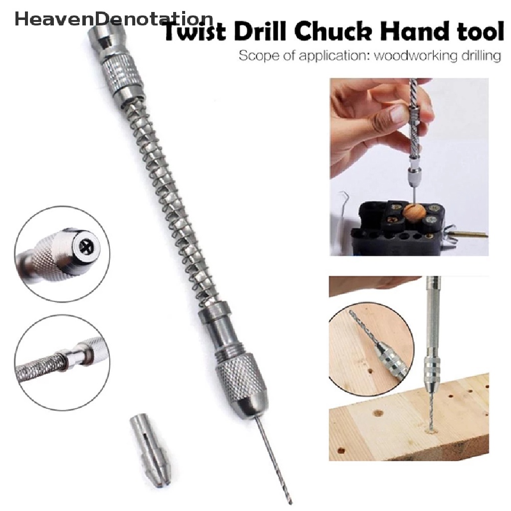 [HeavenDenotation] Bor Tangan Spiral Mini Full Metal Hand Twist Drill Alat Pelubang Manual HDV