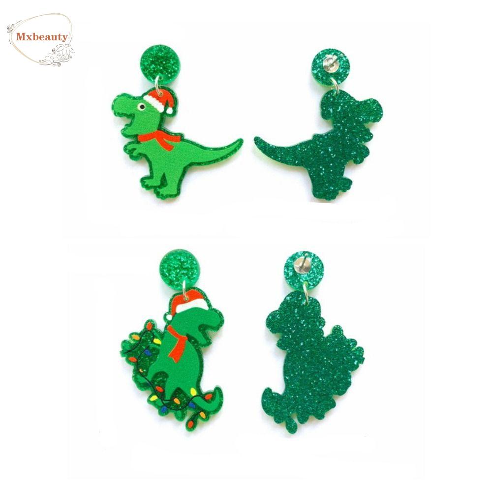 Mxbeauty Anting Natal Lucu Akrilik Dinosaurus Hadiah Tahun Baru Xmas Pohon Wanita Perhiasan