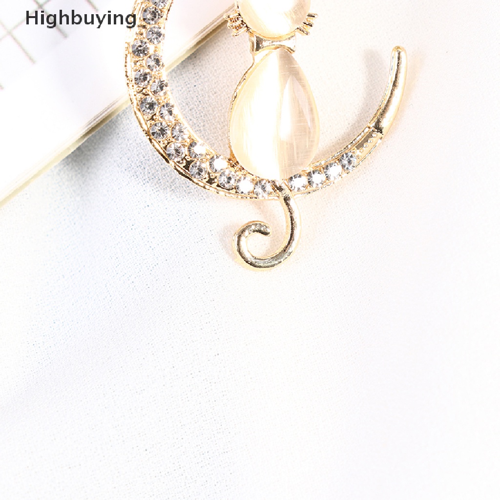 Hbid Bros Kucing Opal Berlian Imitasi Untuk Wanita Baroque Trendy Elegan Brooch Pin Hadiah Glory