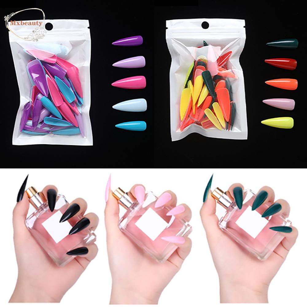 Mxbeauty Nail Art Tips Buatan DIY Manicure Ballerina Tekan Pada Kuku Penuh Penutup Kuku Palsu