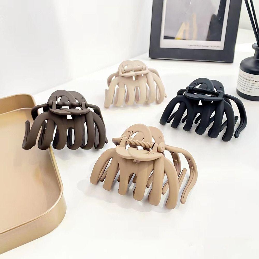 Agustinina Plastik Cakar Rambut Aksesoris Rambut Pesta Sederhana Bergaya Hiasan Kepala Tidak Teratur Jepit Rambut Berongga Matte Hair Claw Large Hairgrips Korea Hair Clip