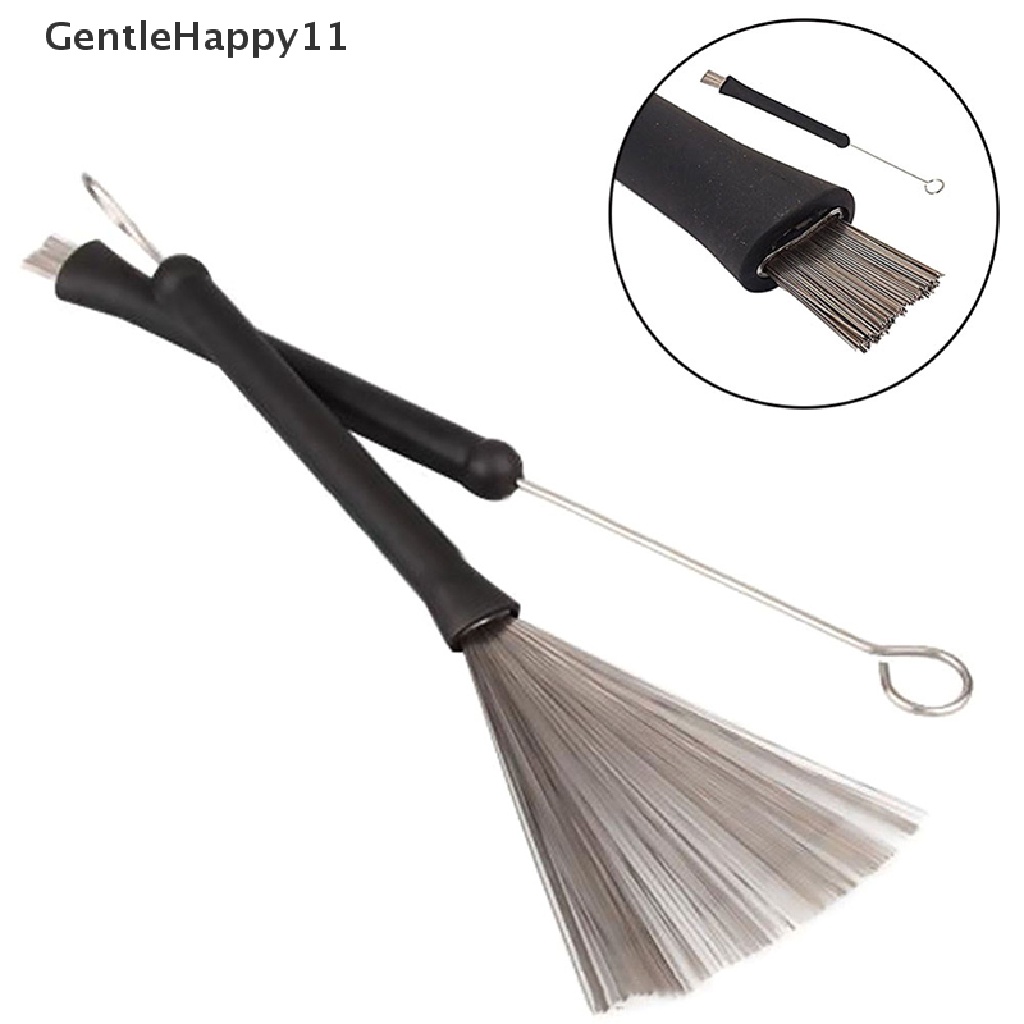 Gentlehappy Metal Wire Drum Brushes Alat Pembersih Portable Jazz Musik Ditarik Stik id