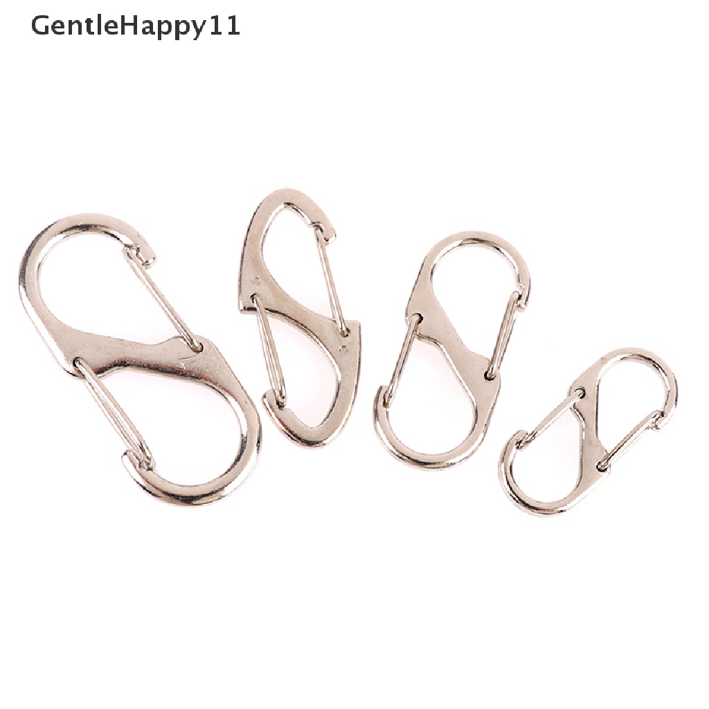 Gentlehappy 10pcs Carabiner Stainless Steel S Type Dengan Kunci Mini Gantungan Kunci Hook id