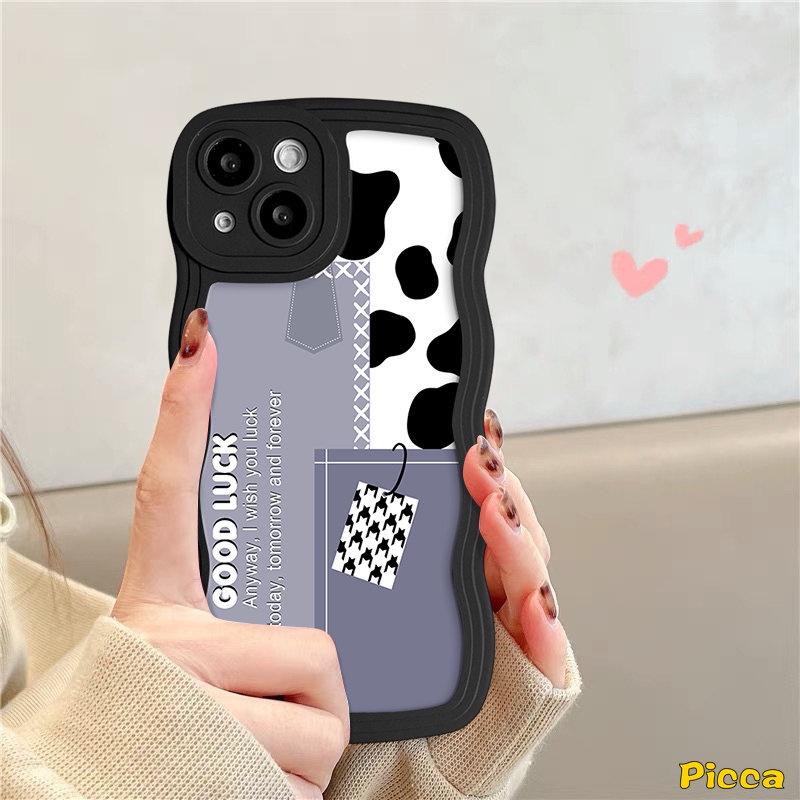 Redmi Note10 11 10s 11Pro 9 8 9s 11s 10Pro Max Redmi 12C 9A 10C 9 10 10A A1 A1+9T 9C NFC POCO M3 X3 NFC Pro Mi 11T Pro Smile Leopard Splicing Houndstooth Wavy Edge Soft Tpu Sarung