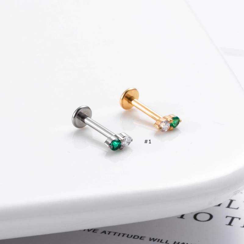 1biji G23 Titanium Surgical Steel Labret Stud Kepala Datar Tulang Rawan Anting Stud Hypoallergenic 16Gauge Helix 16Gauge Piercing