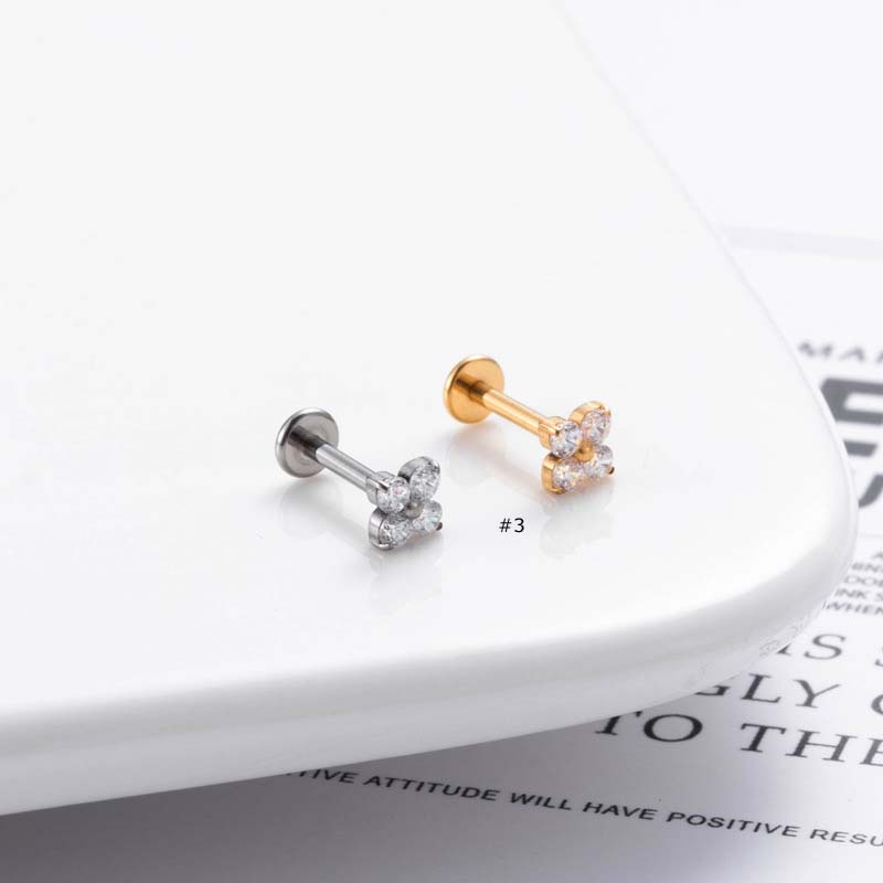 1biji G23 Titanium Surgical Steel Labret Stud Kepala Datar Tulang Rawan Anting Stud Hypoallergenic 16Gauge Helix 16Gauge Piercing