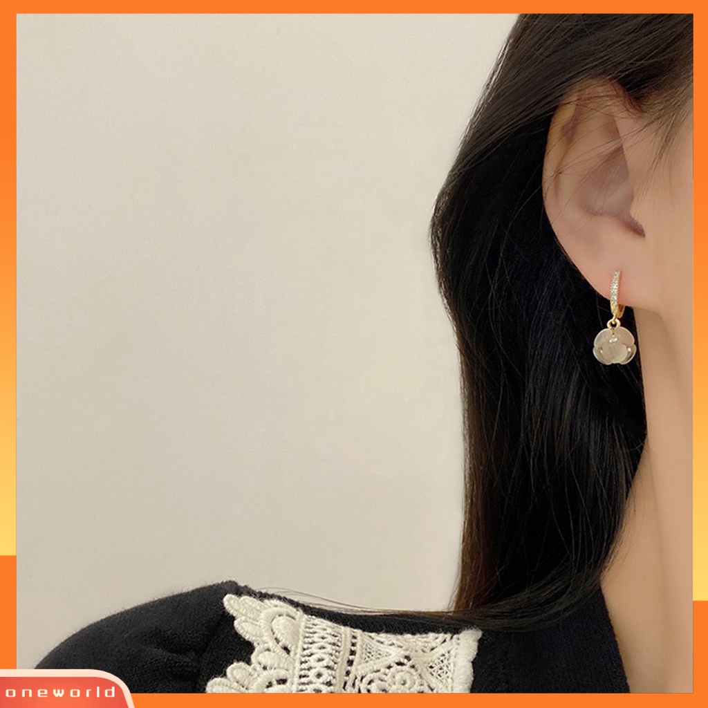 [EONE] 1pasang Menjuntai Anting Geometris Mengkilap Berlian Imitasi Bertatahkan Berkilau Terang Kilau Hias Hadiah Wanita Faux Opal Pendant Hoop Earrings Perhiasan Aksesori Fashion