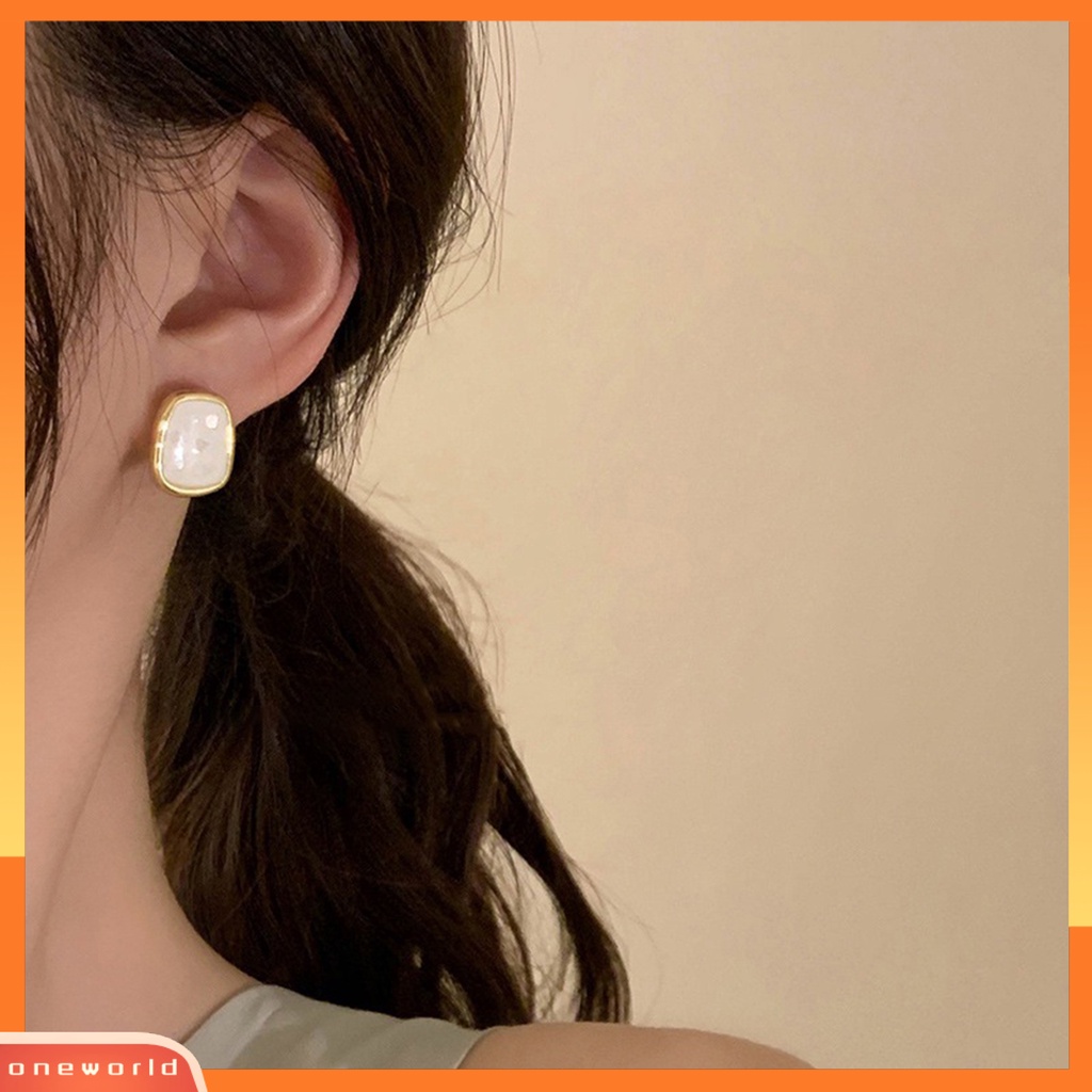 [EONE] 1pasang Stud Earrings Eye-catching Geometris Enamel Dipoles Shiny Hias Alloy Wanita Sparkly Geometric Earrings Pakaian Sehari-Hari