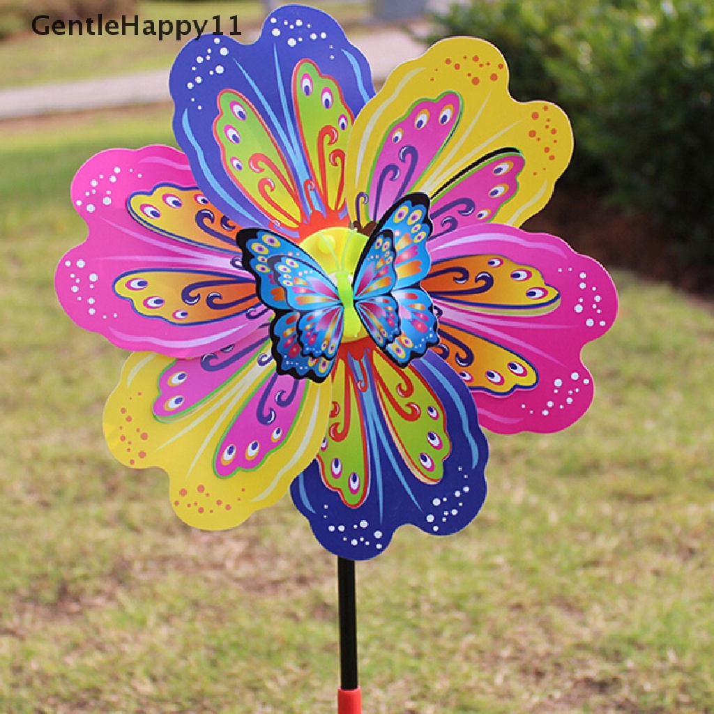 Gentlehappy Butterfly Flower Windmill Colorful Wind Spinner Dekorasi Halaman Taman Mainan Anak id