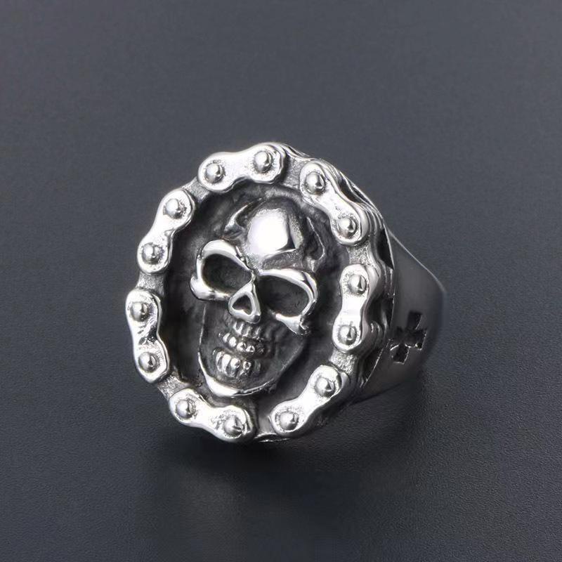 Punk Tengkorak Pria Cincin Retro Hantu Terbuka Cincin Trendi Pria Cincin Keren Pria Cincin