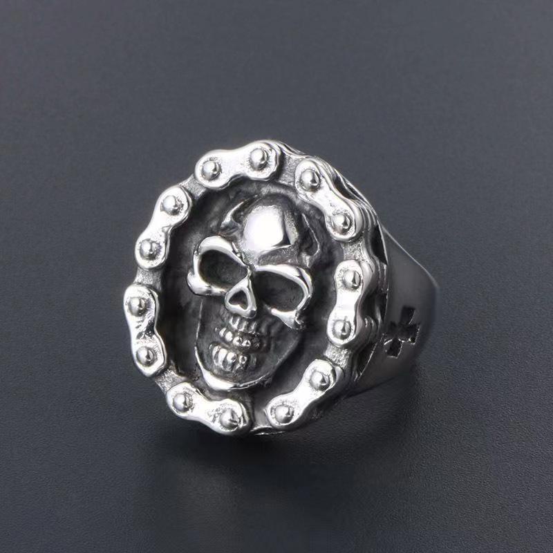 Punk Tengkorak Pria Cincin Retro Hantu Terbuka Cincin Trendi Pria Cincin Keren Pria Cincin