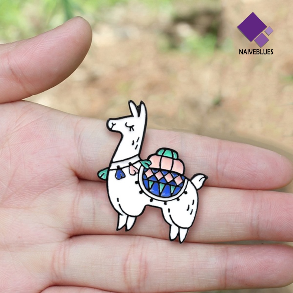 &lt; Naiveblues &gt; Unisex Kartun Alpaka Enamel Bros Pin Kerah Denim Lencana Perhiasan