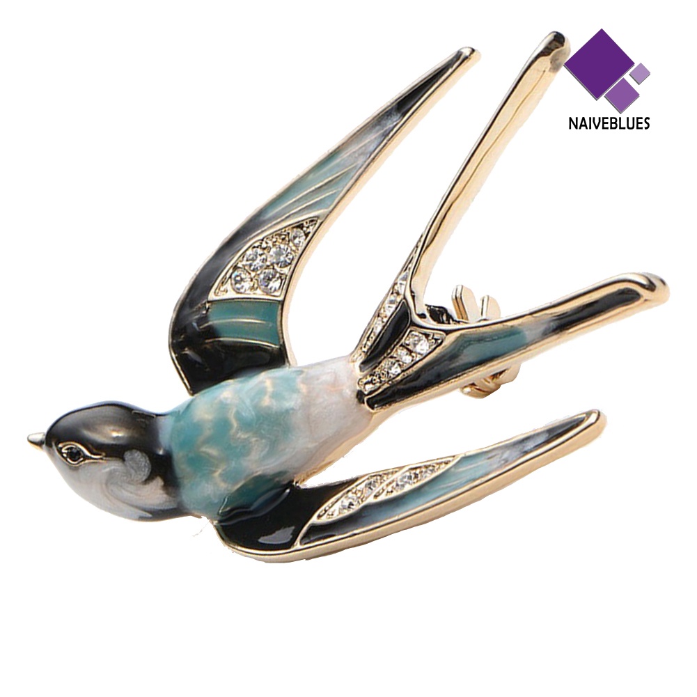 &lt; Naiveblues &gt; Fashion Wanita Enamel Burung Walet Kerah Bros Lapel Pakaian Perhiasan