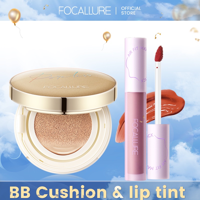 FOCALLURE 2PCS Makeup Kit Long-lasting Beauty Sets Lip tint &amp; Proless BB Cushion