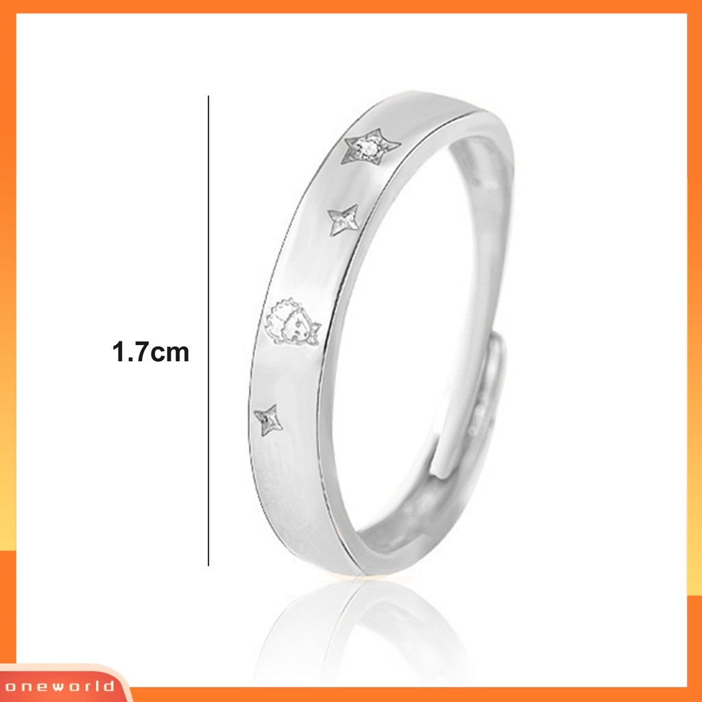 [EONE] Finger Band Adjustable Shiny Polishing Charming Flower Decor Dress Up Copper Light Mewah Cubic Zirconia Pasangan Terbuka Cincin Fashion Perhiasan