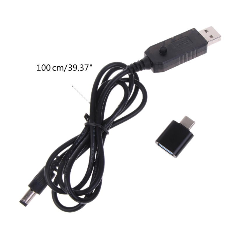 Gro USB 5V to DC 9V 12V Power Boost Line AdapterTypeC to 5kabel Converter Konektor Lubang Bulat 5x2 1mm USB Kabel Step-up