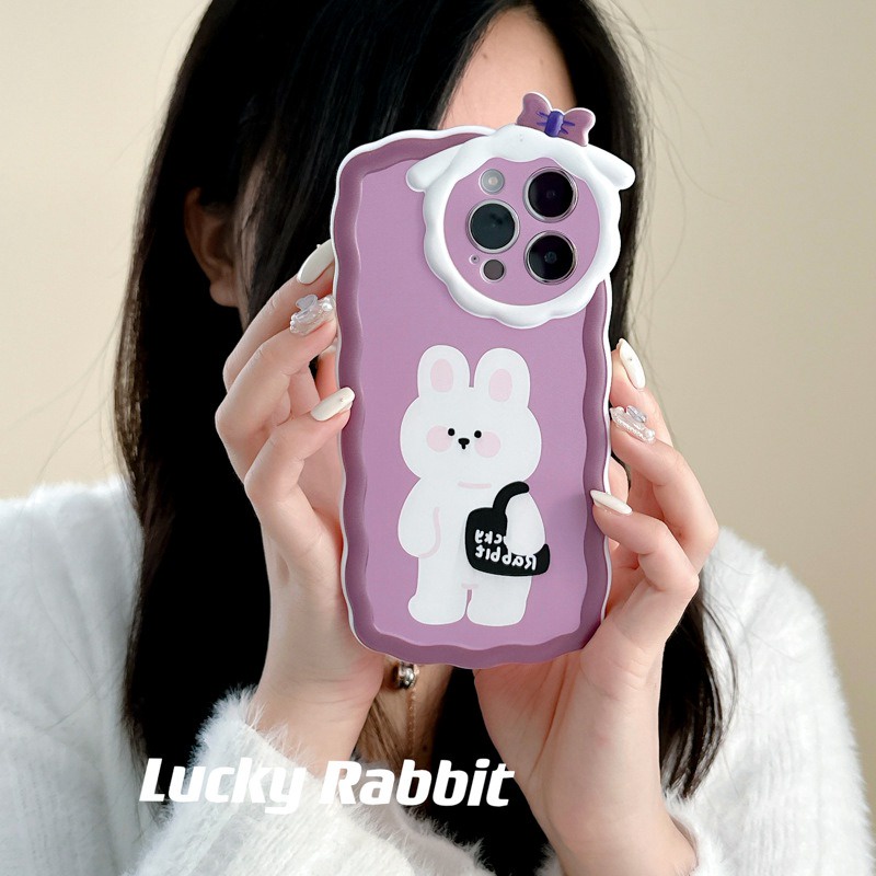 【Lamb Style】Backpack Bunny Soft TPU Case HP iP iPhone 11 12 13 14 Pro Max 7 8 + Plus SE 2020 X XS XR Max Girl Woman FTD Casing Apple