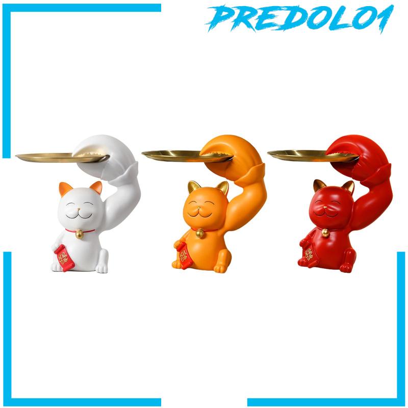 [Predolo1] Patung Kucing Resin Patung Kreatif Tray Penyimpanan Untuk Pesta Menggambar Kamar Rumah