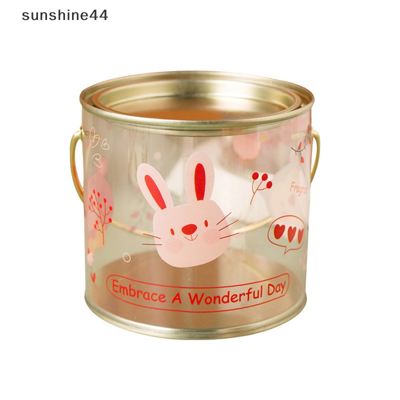 Sunshine Kartun Tinplate Candy Box Transparan Toples Makanan Ringan Kotak Penyimpanan Kue Kering Rumah Tangga ID