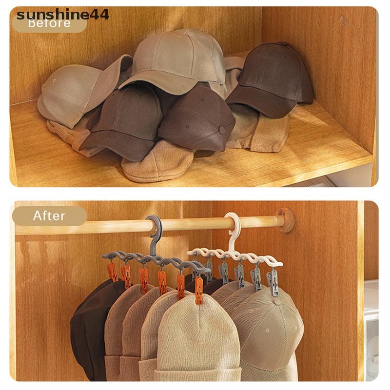 Sunshine Household Caps Holder Satu Baris 6jepit Rak Penyimpanan Topi Gantungan Kaos Kaki ID