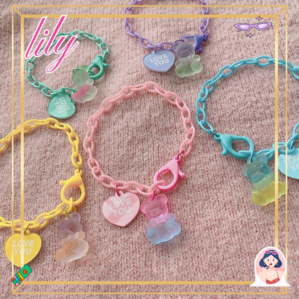 Lily Gelang Perhiasan Aksesoris Wanita Gadis Hati Kreatif Colorful Pendent Bears Bracelet