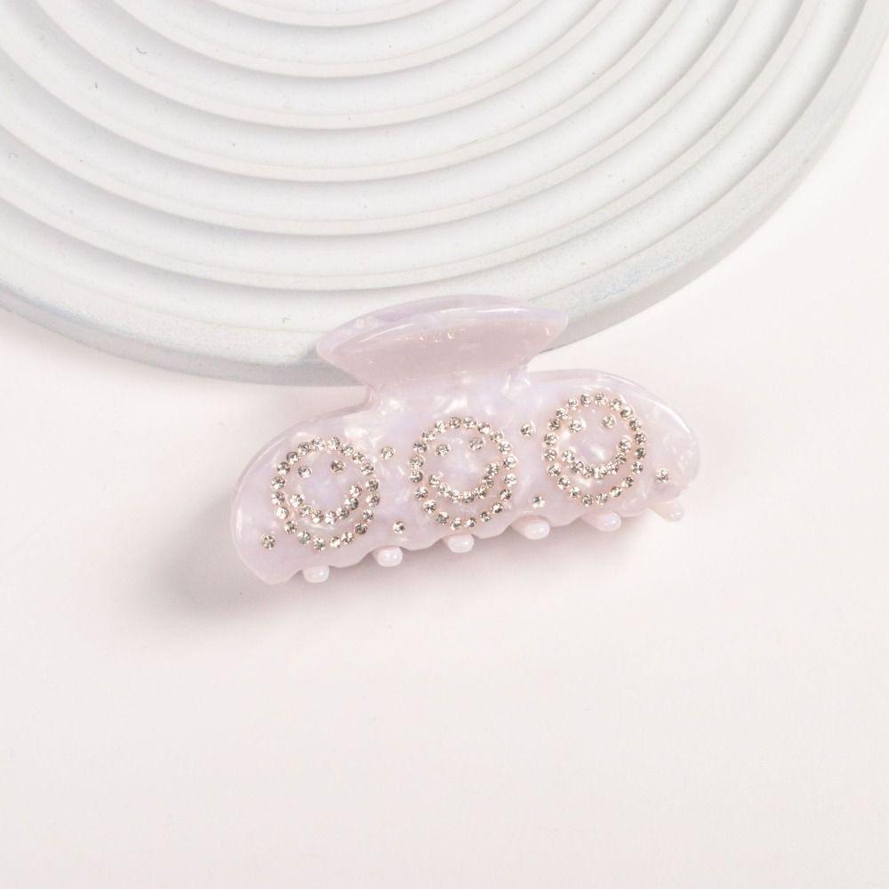 Mxbeauty Korean Style Hair Claw Hadiah Putih Fashion Elegan Jepit Musim Panas Mengkilap Vintage Berlian Imitasi Jepit Rambut