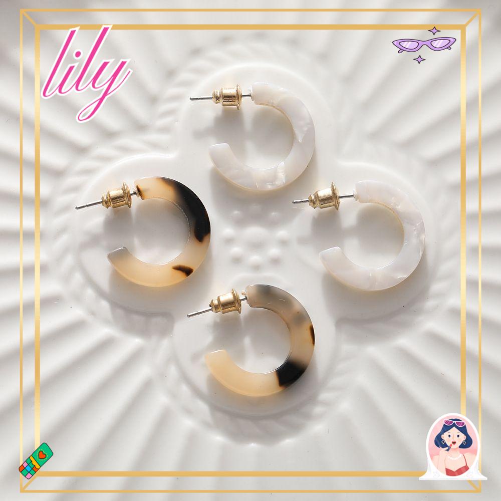 Lily Anting Pesta Akrilik Wanita Elegan Fashion Bulat Geometris