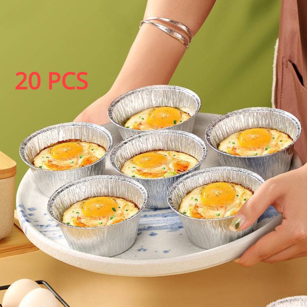 80 * 35mm Cetakan Egg Tart Sekali Pakai Bahan Aluminium Foil Kertas Cup Cake Biskuit Puding Baking Mold