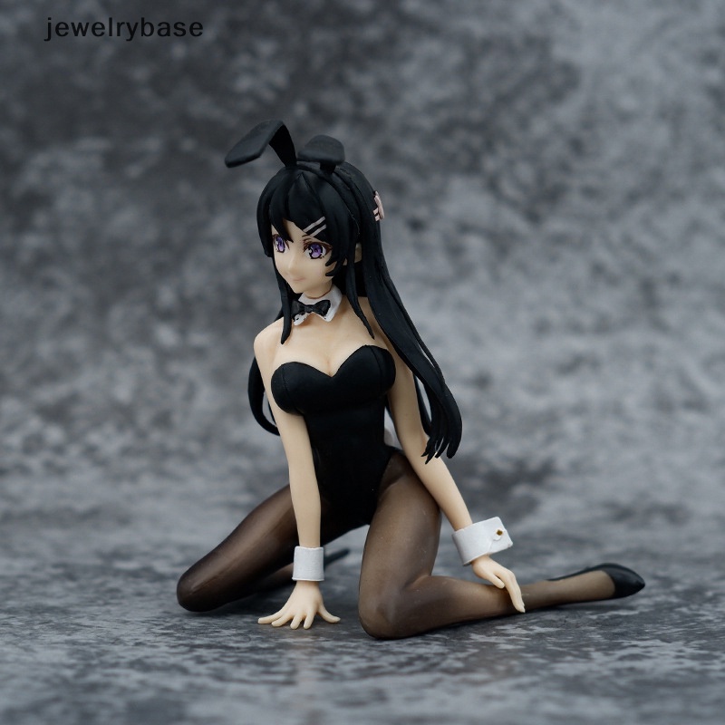 [jewelrybase] Anime Figure Sakurajima Mai Sexy Hitam Sutra Bunny Girl Kneeling Stance Boneka Hadiah Butik