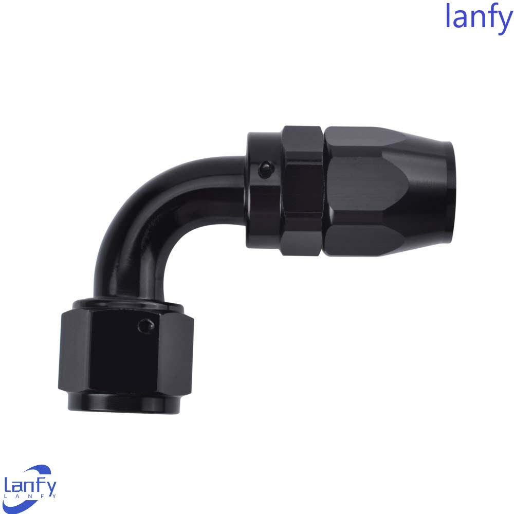 Lanfy Swivel Hose End Fitting Reusable Anoized Aluminium AN6 AN8 AN10 Fitting Siku Lurus Selang Bakar Minyak Bahan Bakar Oli Push On Lock