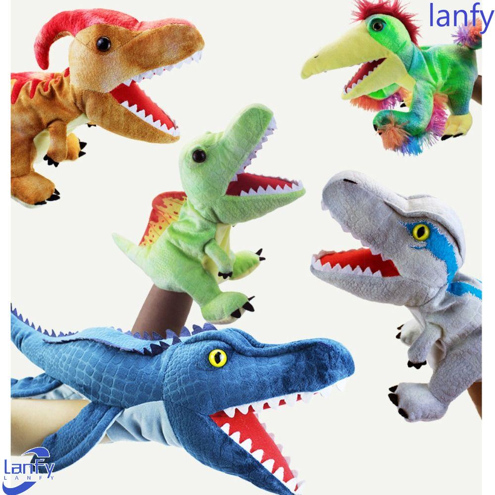 Lanfy Boneka Tangan Dinosaurus Mewah Manusia Hidup Triceratop Lembut Anak Hadiah Boneka Mainan Pendamping Pendidikan Mainan Kartun Hewan Boneka Mewah Plush Dino Tangan Wayang