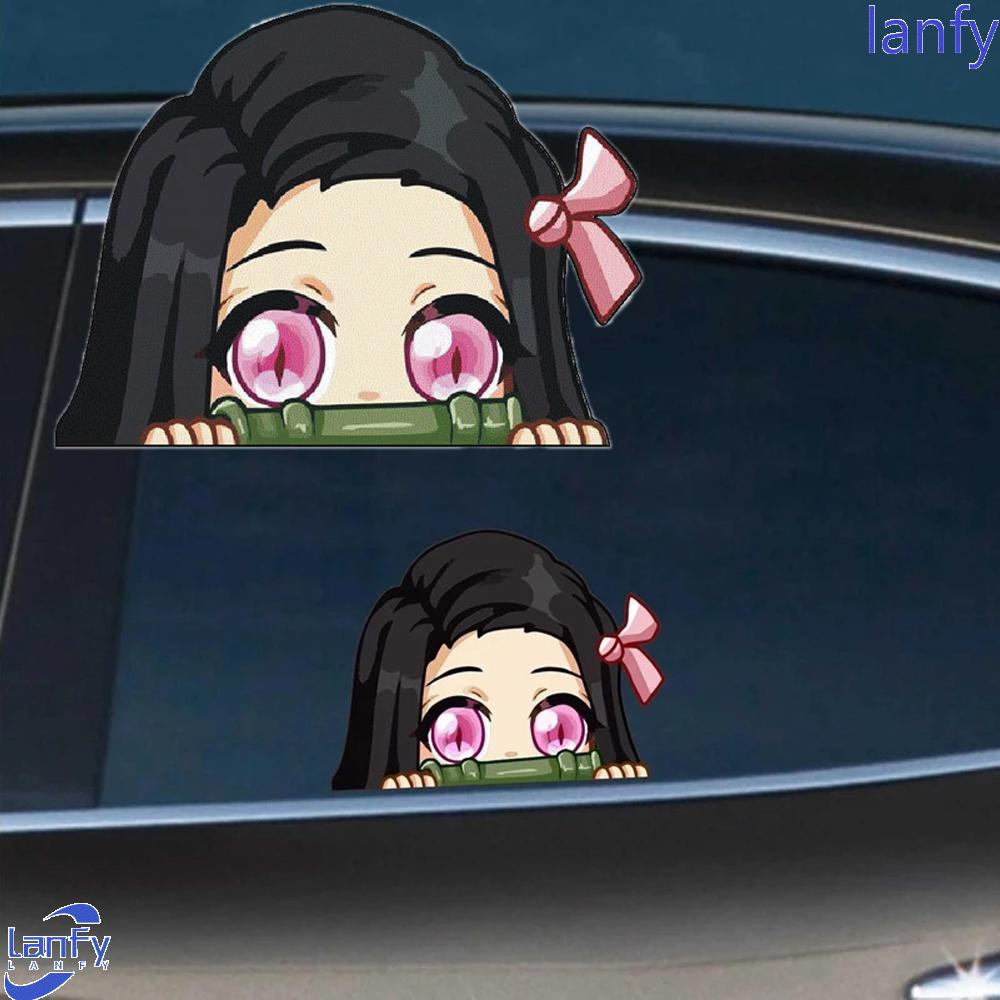 Lanfy Demon Slayer Lucu Stiker Anime Stiker Kaca Belakang Mengintip Stiker Mobil Bumper Mobil Decal Kimetsu No Yaiba