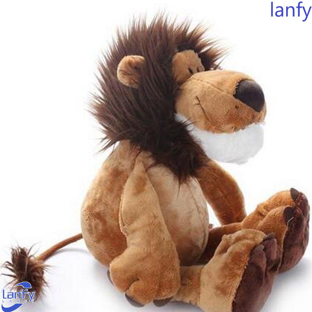 Lanfy Lion Boneka Boneka Bayi Anak Jungle Series Kartun Singa Plush Stuffed Hiasan Mobil Sofa Bed Dekorasi Hewan Liar Boneka Binatang