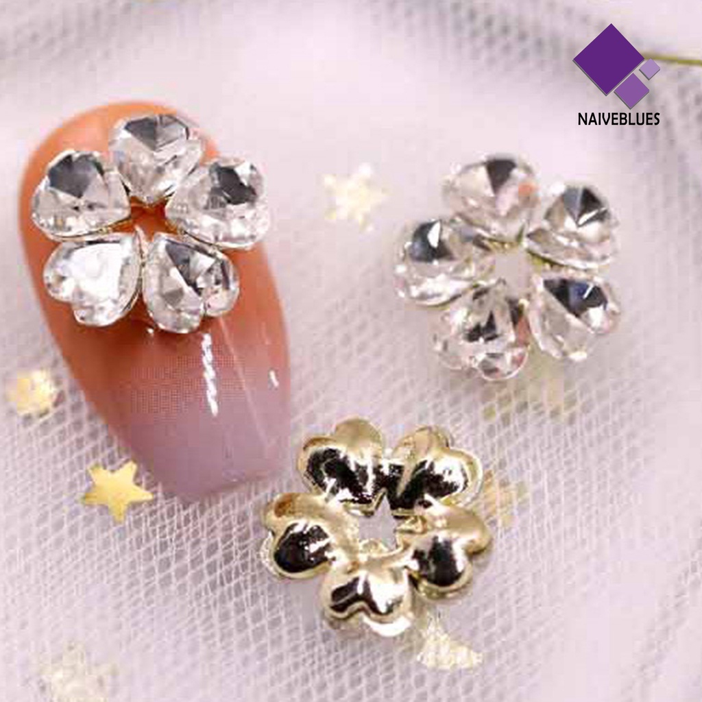 [naiveblues] Dekorasi Kuku Indah 3D Bunga Pesona Berlian Imitasi 3D Manicure Craft Ornamen Perlengkapan