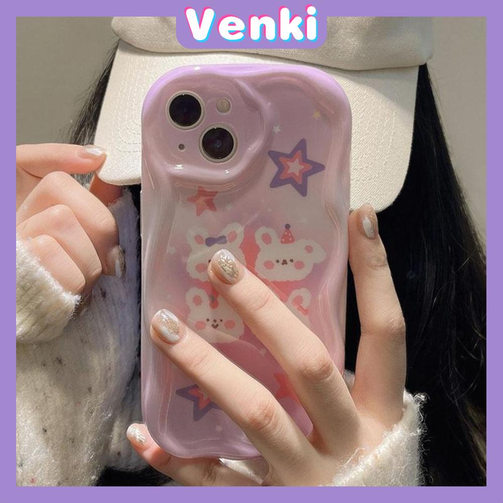 VENKI - For iPhone 14 Pro Max iPhone TPU Curved Edge Wave Case iPhone Case Soft Shell Stars Cute Bunny Compatible with iPhone 13 Pro max 12 Pro Max 11 xr xs max 7Plus 8Plus