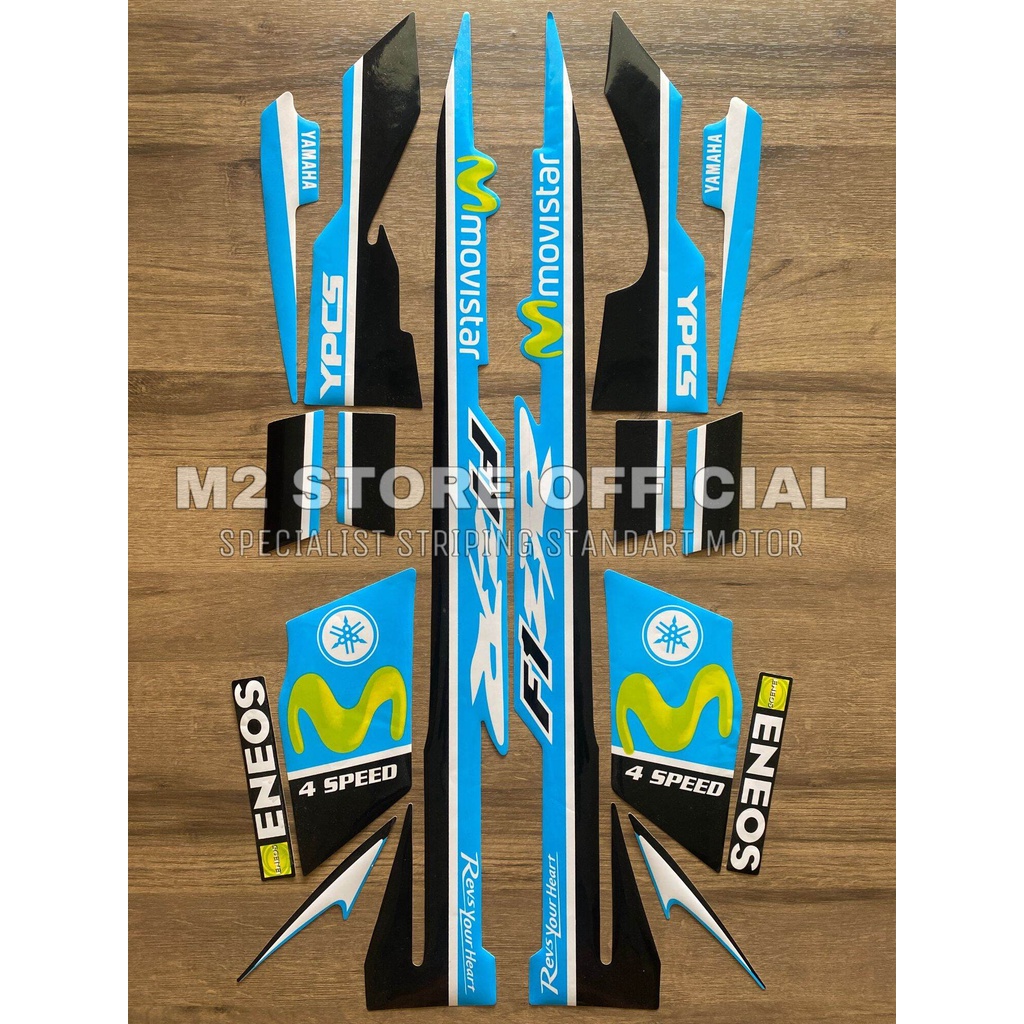 striping stripping Yamaha fiz r Fiz R movistar hitam biru muda sticker stiker body FIZ R F1Z R berku