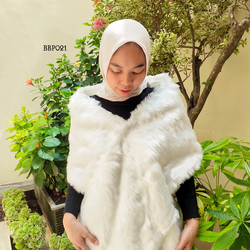 SET BOLERO CARDIGAN BULU PESTA PENGANTIN WANITA MODERN BBP021